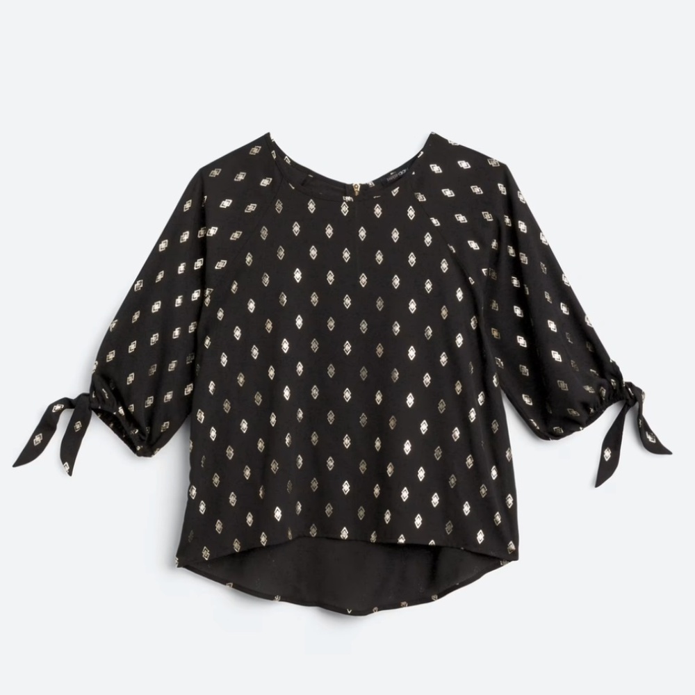 Papermoon - Larie Tie Sleeve Foil Print Blouse
